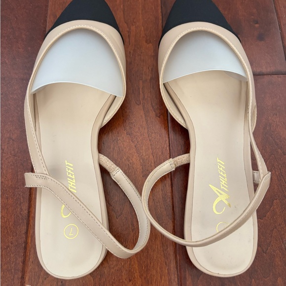 Athlefit Slingback Flats Square Pointed Toe Two Toned Size 7 FITS like 8 - Picture 6 of 6